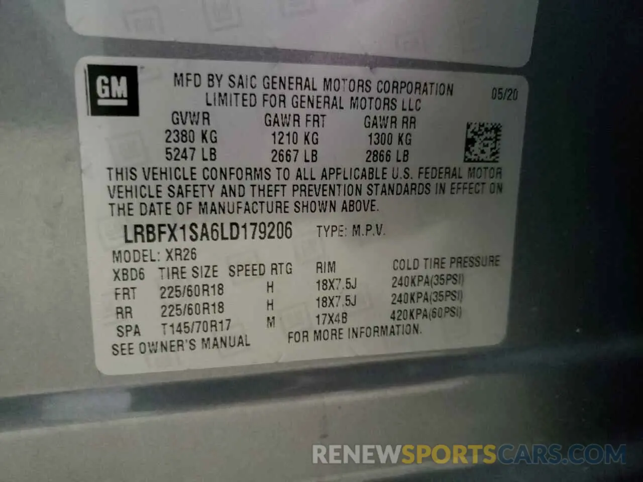 13 fotografías del automóvil dañado LRBFX1SA6LD179206 BUICK ENVISION 2020