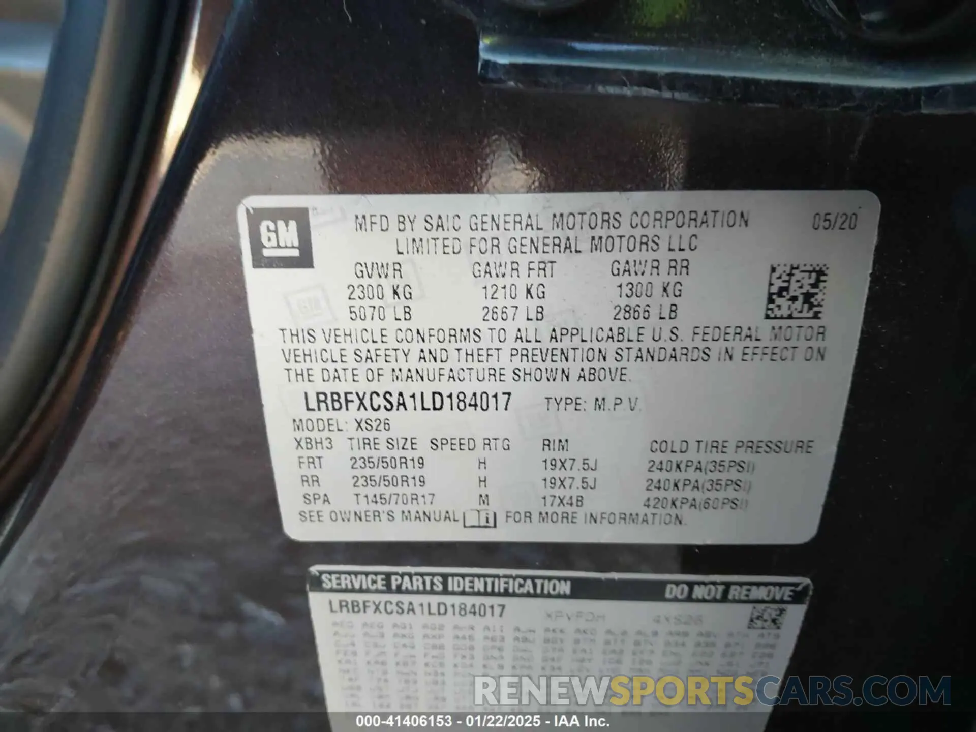 9 fotografías del automóvil dañado LRBFXCSA1LD184017 BUICK ENVISION 2020