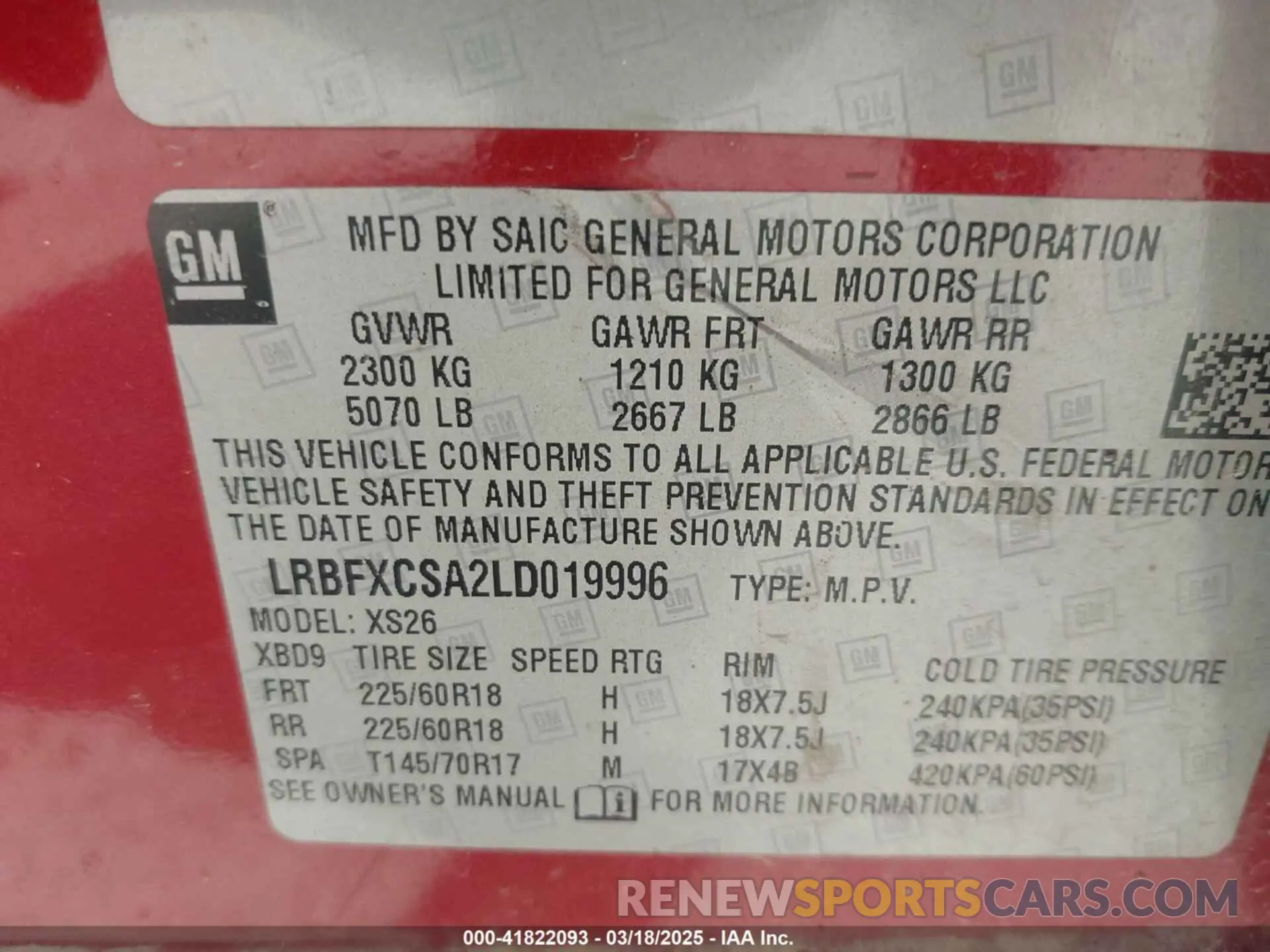 9 fotografías del automóvil dañado LRBFXCSA2LD019996 BUICK ENVISION 2020