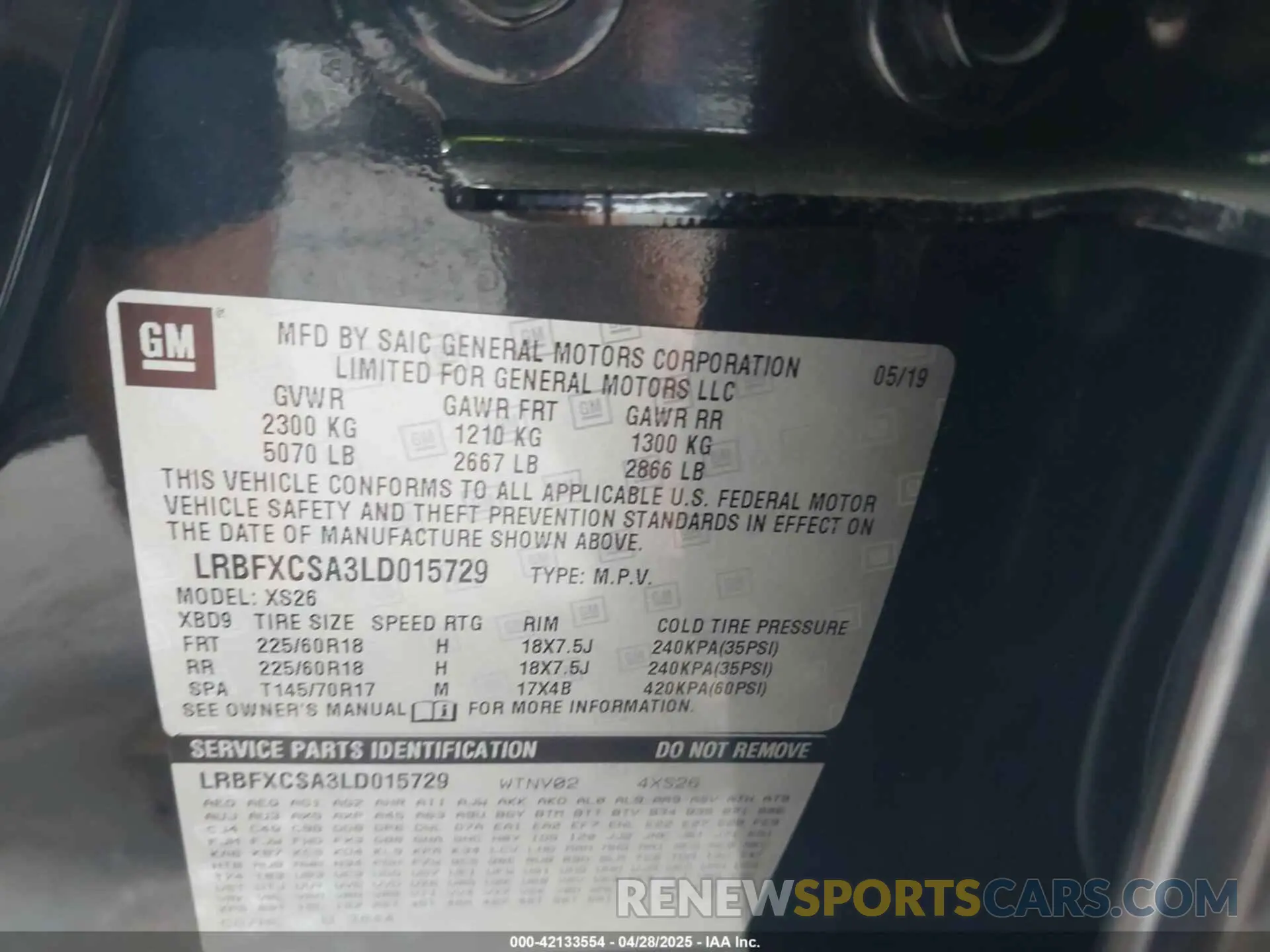 9 fotografías del automóvil dañado LRBFXCSA3LD015729 BUICK ENVISION 2020