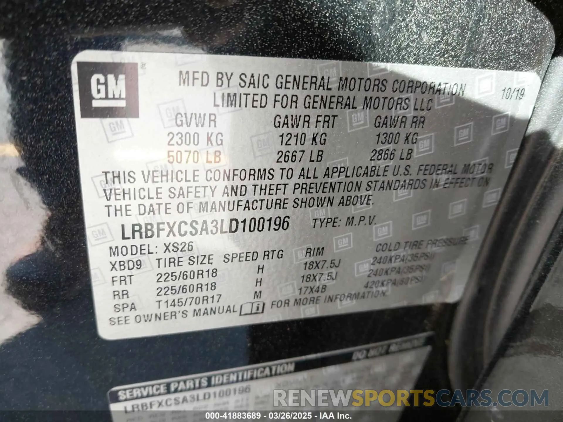 9 fotografías del automóvil dañado LRBFXCSA3LD100196 BUICK ENVISION 2020