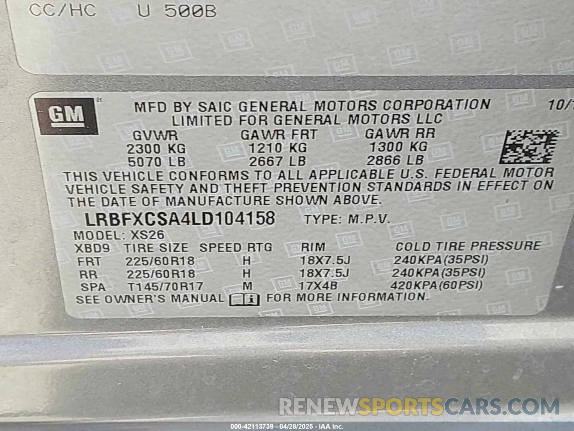 9 fotografías del automóvil dañado LRBFXCSA4LD104158 BUICK ENVISION 2020