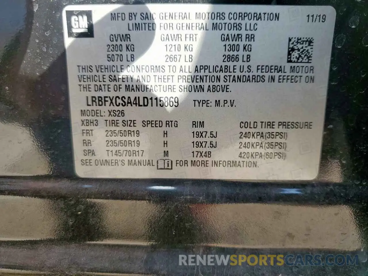 13 fotografías del automóvil dañado LRBFXCSA4LD115869 BUICK ENVISION 2020