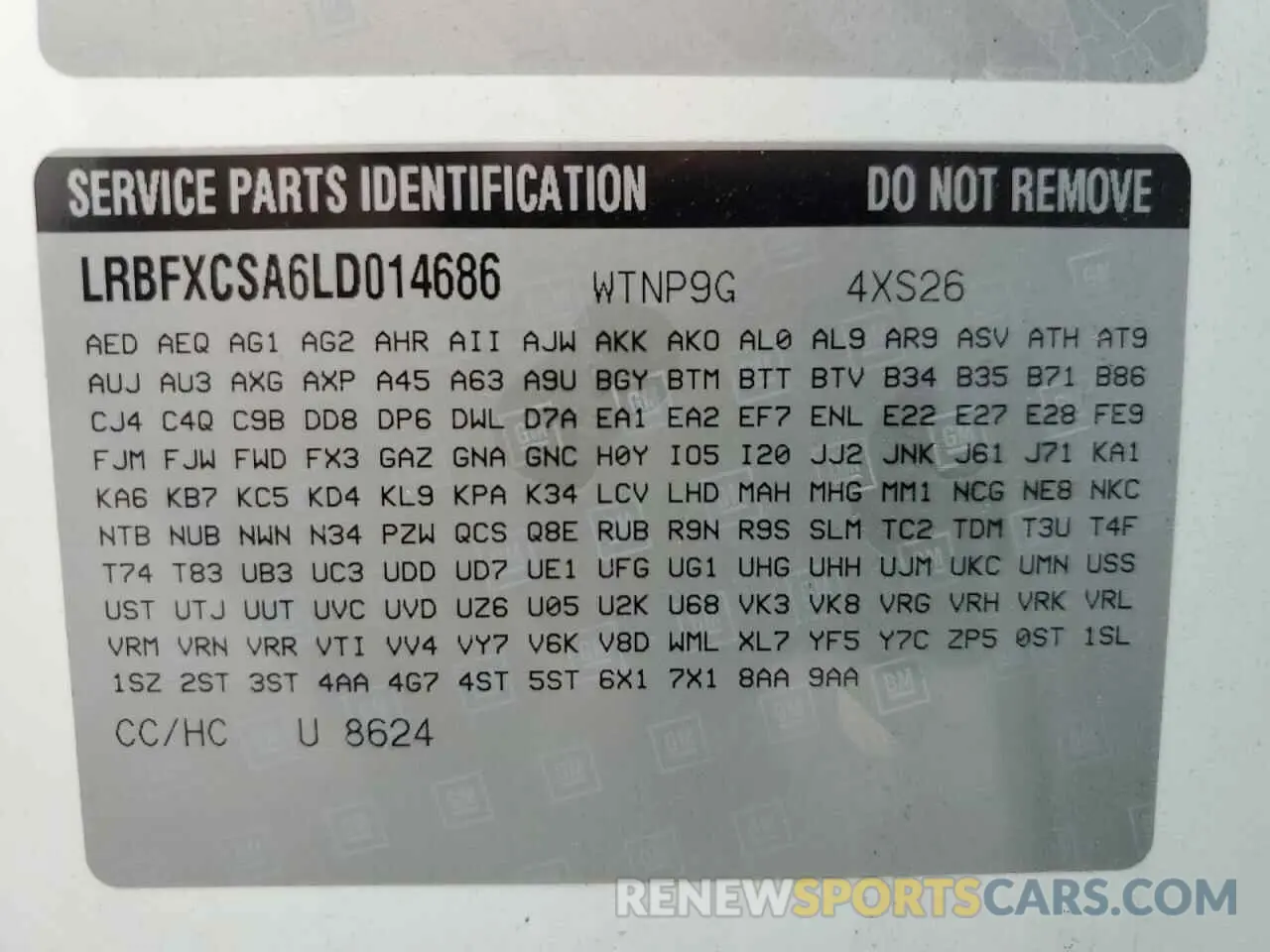 14 fotografías del automóvil dañado LRBFXCSA6LD014686 BUICK ENVISION 2020