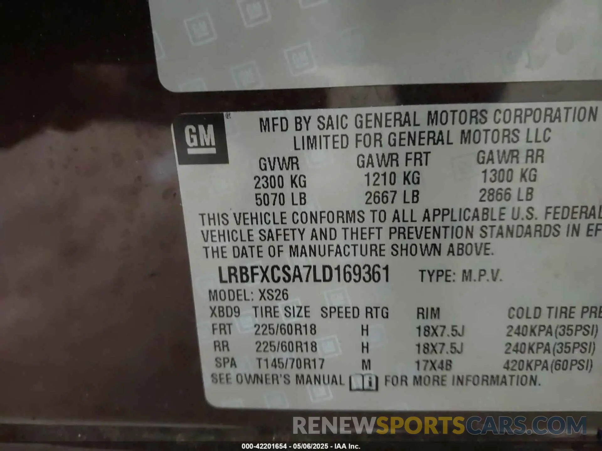 9 fotografías del automóvil dañado LRBFXCSA7LD169361 BUICK ENVISION 2020