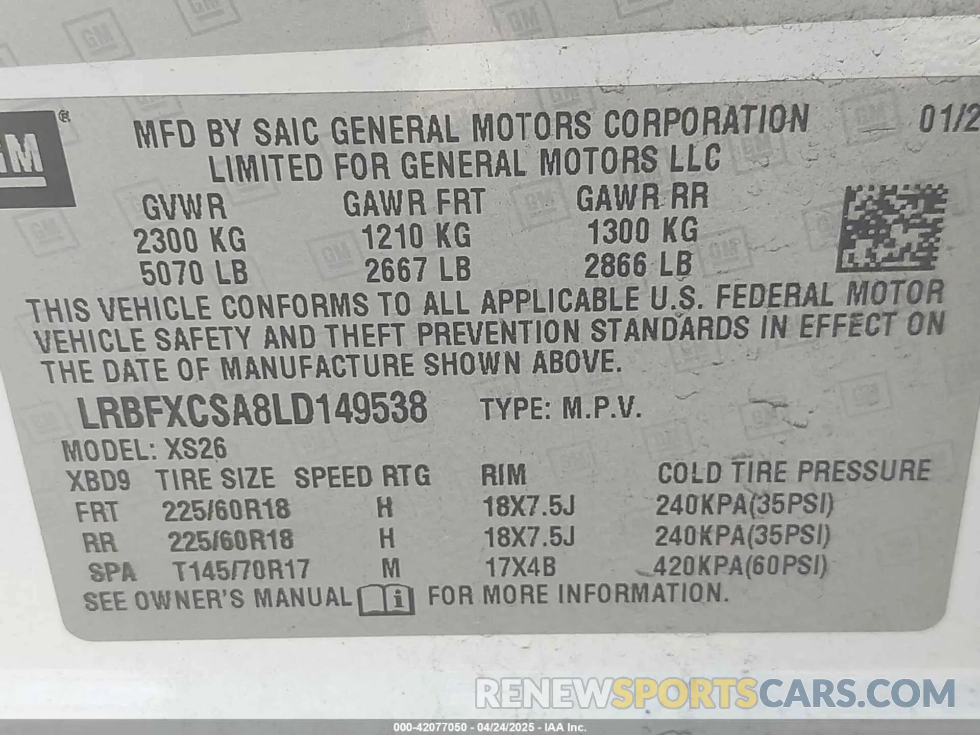 9 fotografías del automóvil dañado LRBFXCSA8LD149538 BUICK ENVISION 2020