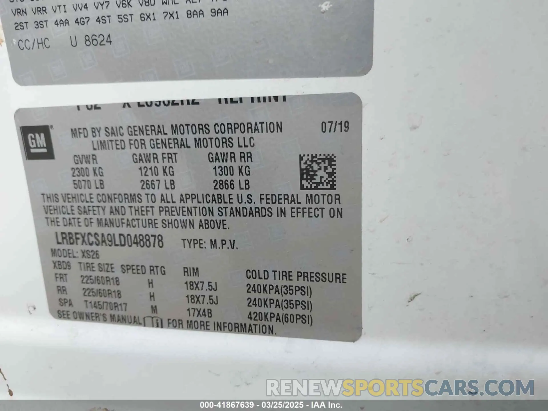 9 fotografías del automóvil dañado LRBFXCSA9LD048878 BUICK ENVISION 2020