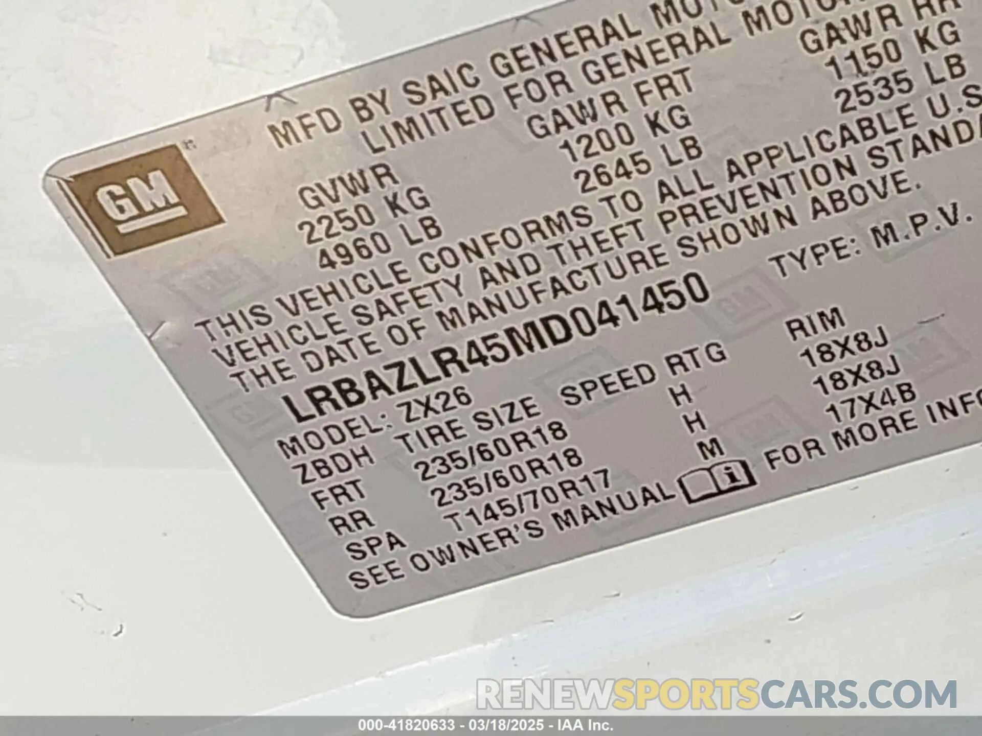 9 fotografías del automóvil dañado LRBAZLR45MD041450 BUICK ENVISION 2021