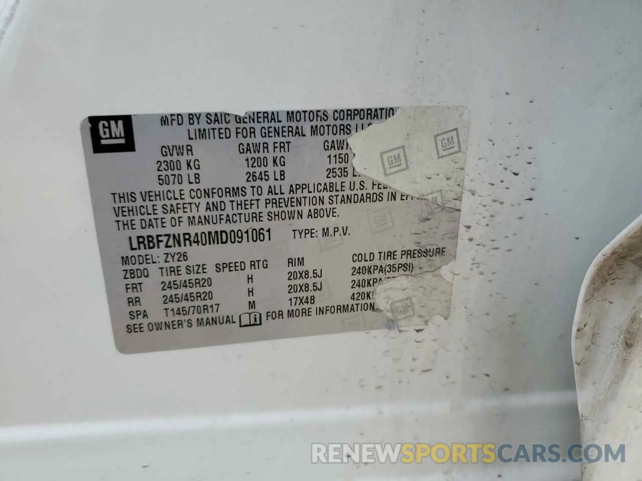 14 fotografías del automóvil dañado LRBFZNR40MD091061 BUICK ENVISION 2021