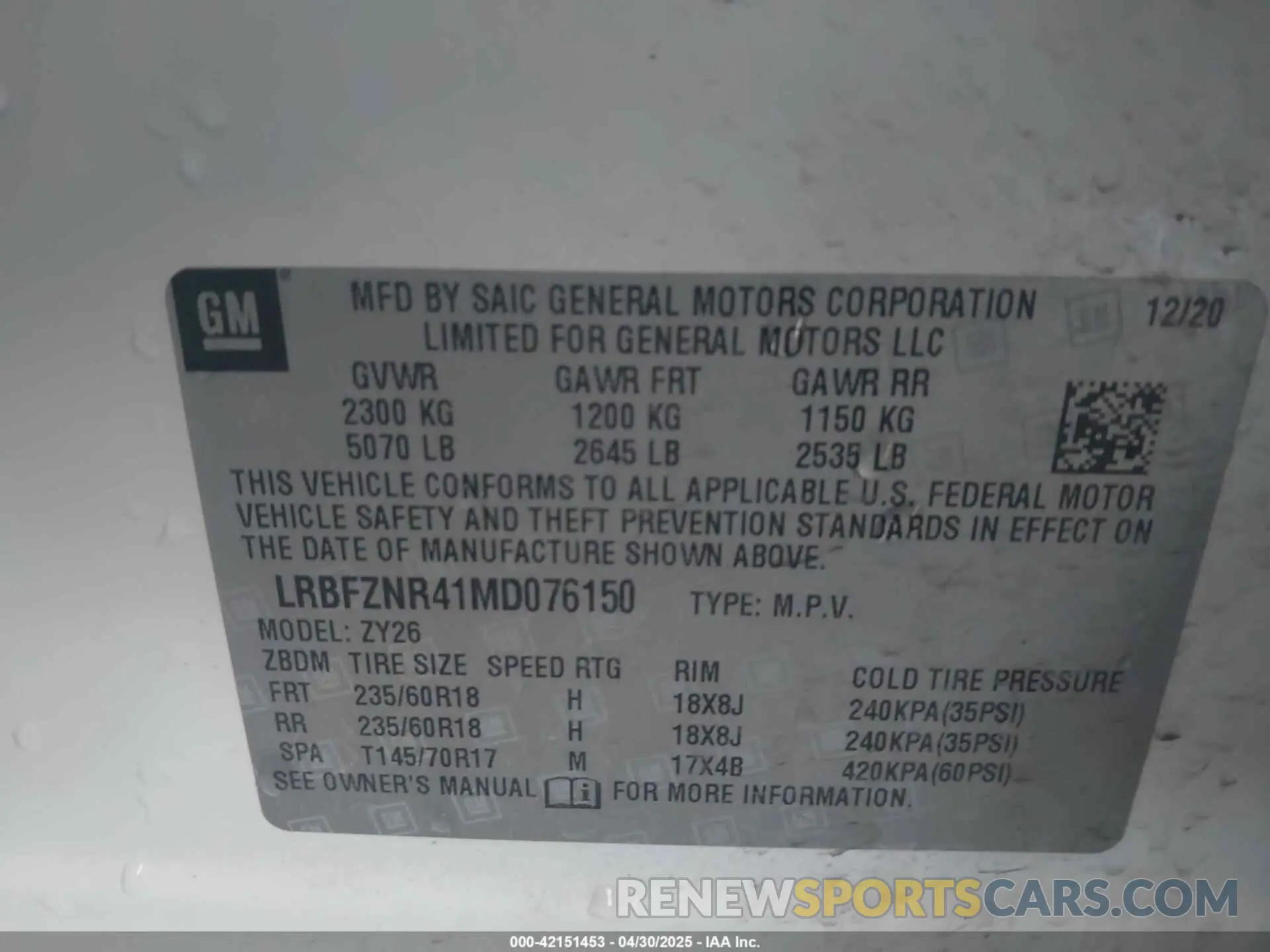 9 fotografías del automóvil dañado LRBFZNR41MD076150 BUICK ENVISION 2021