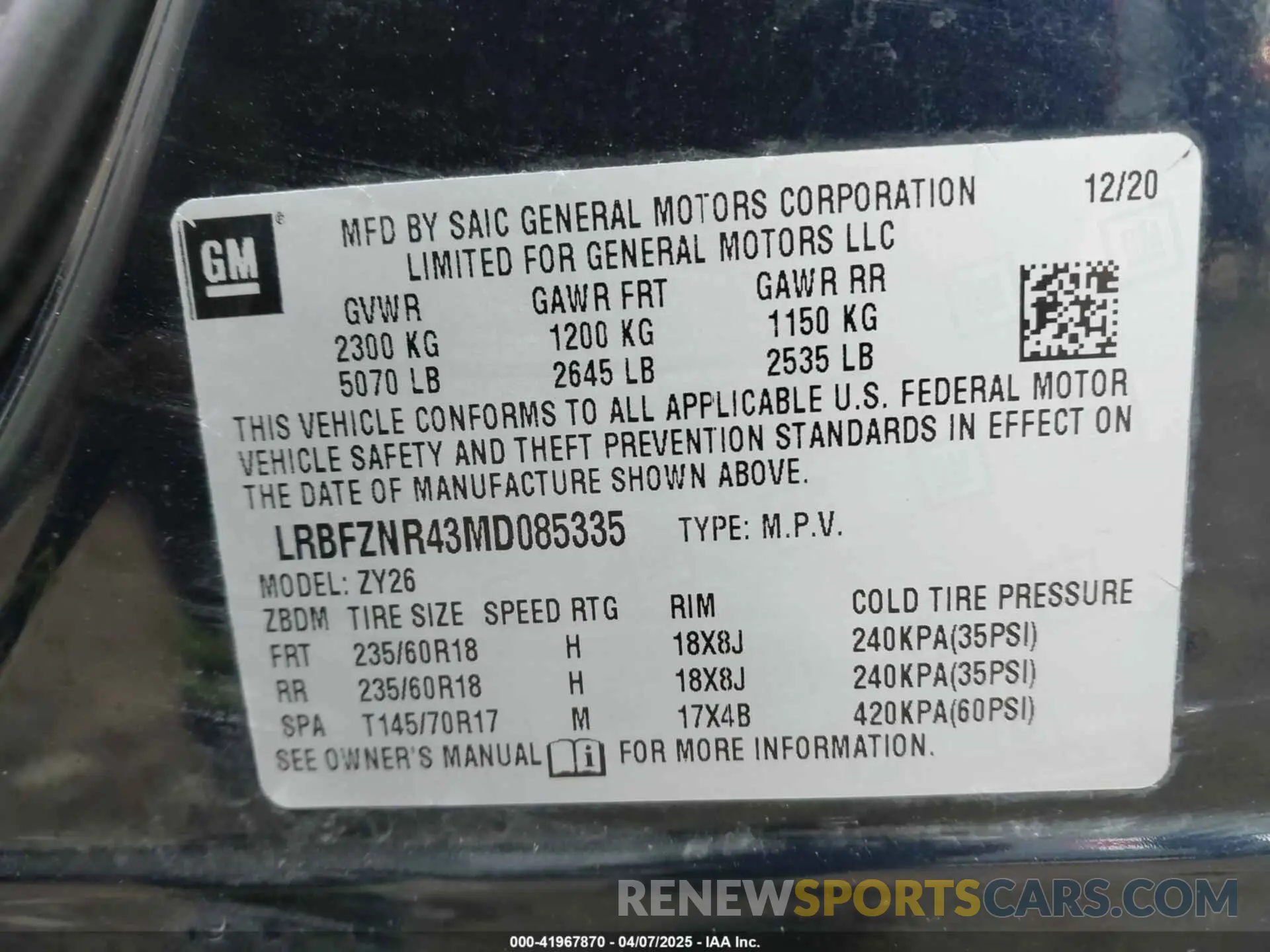 9 fotografías del automóvil dañado LRBFZNR43MD085335 BUICK ENVISION 2021