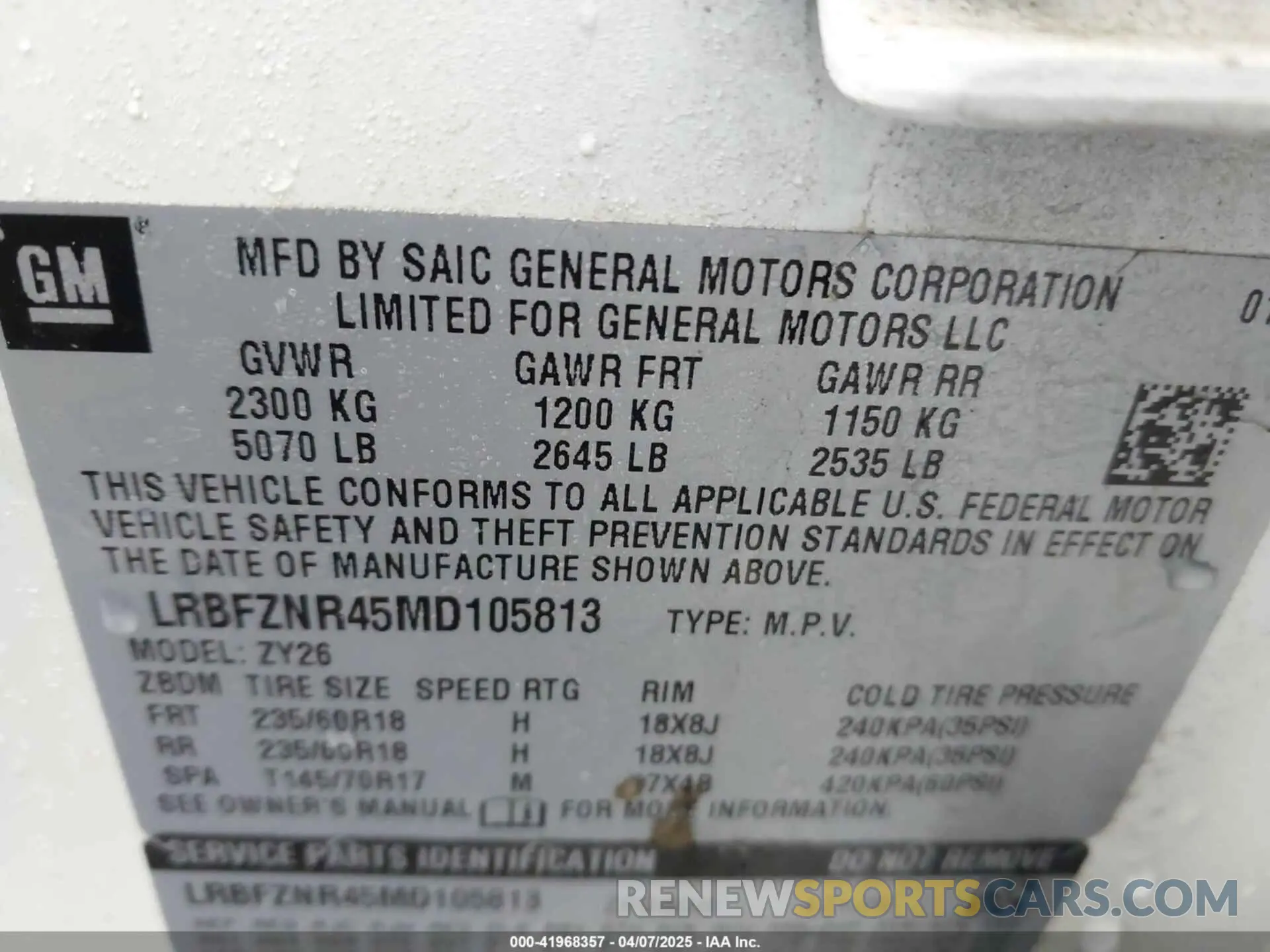 9 fotografías del automóvil dañado LRBFZNR45MD105813 BUICK ENVISION 2021