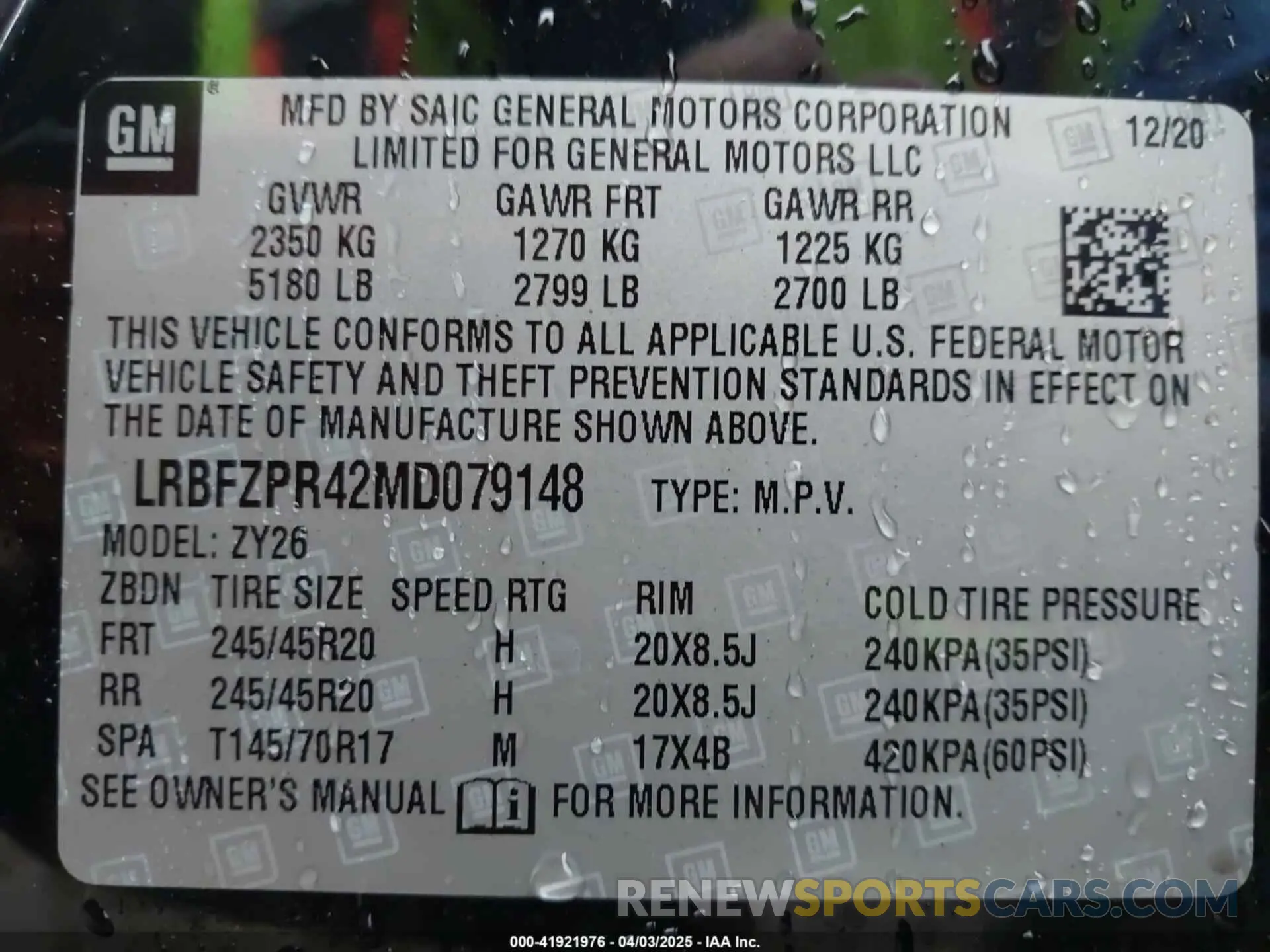 9 fotografías del automóvil dañado LRBFZPR42MD079148 BUICK ENVISION 2021