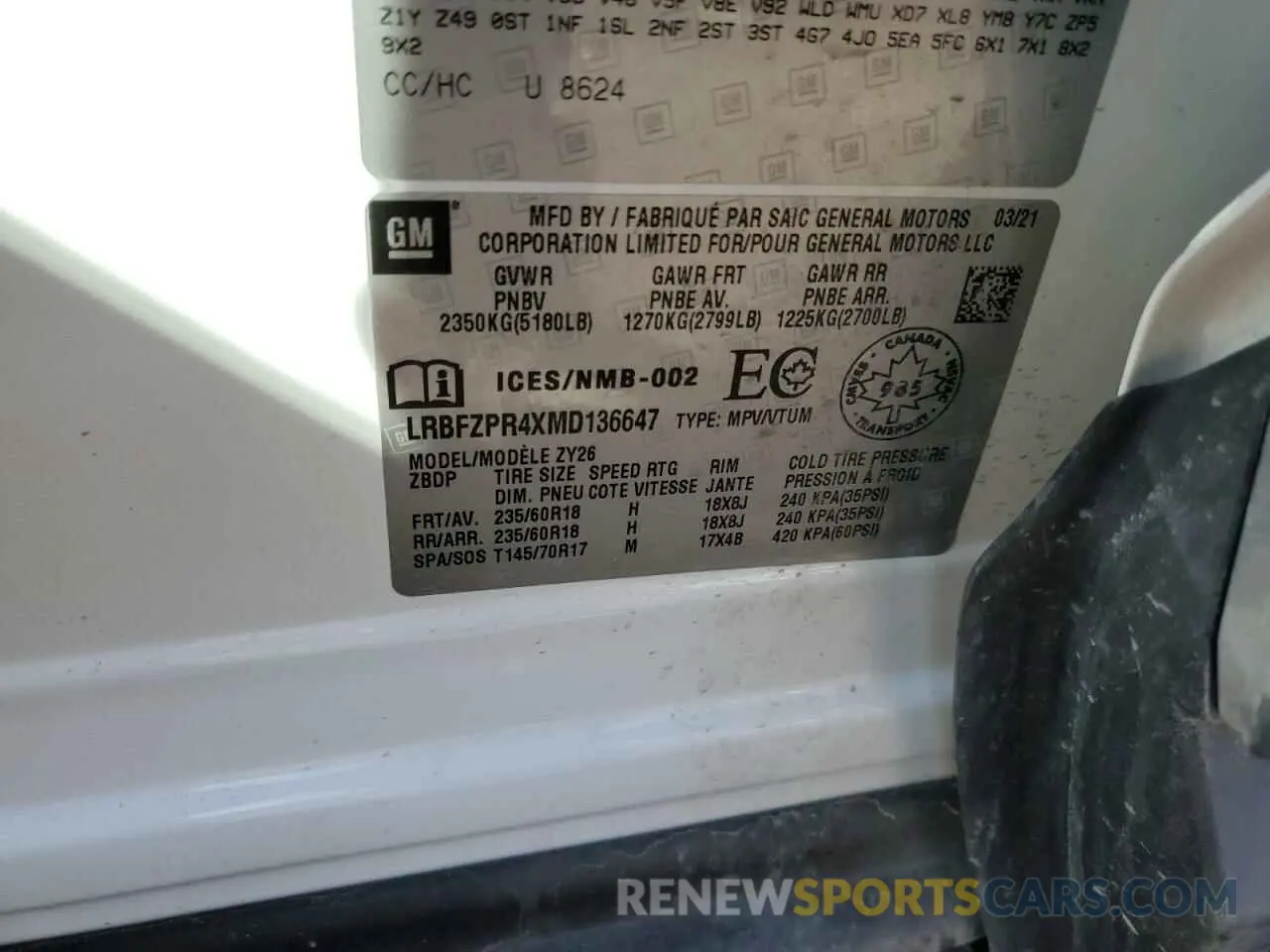 14 fotografías del automóvil dañado LRBFZPR4XMD136647 BUICK ENVISION 2021