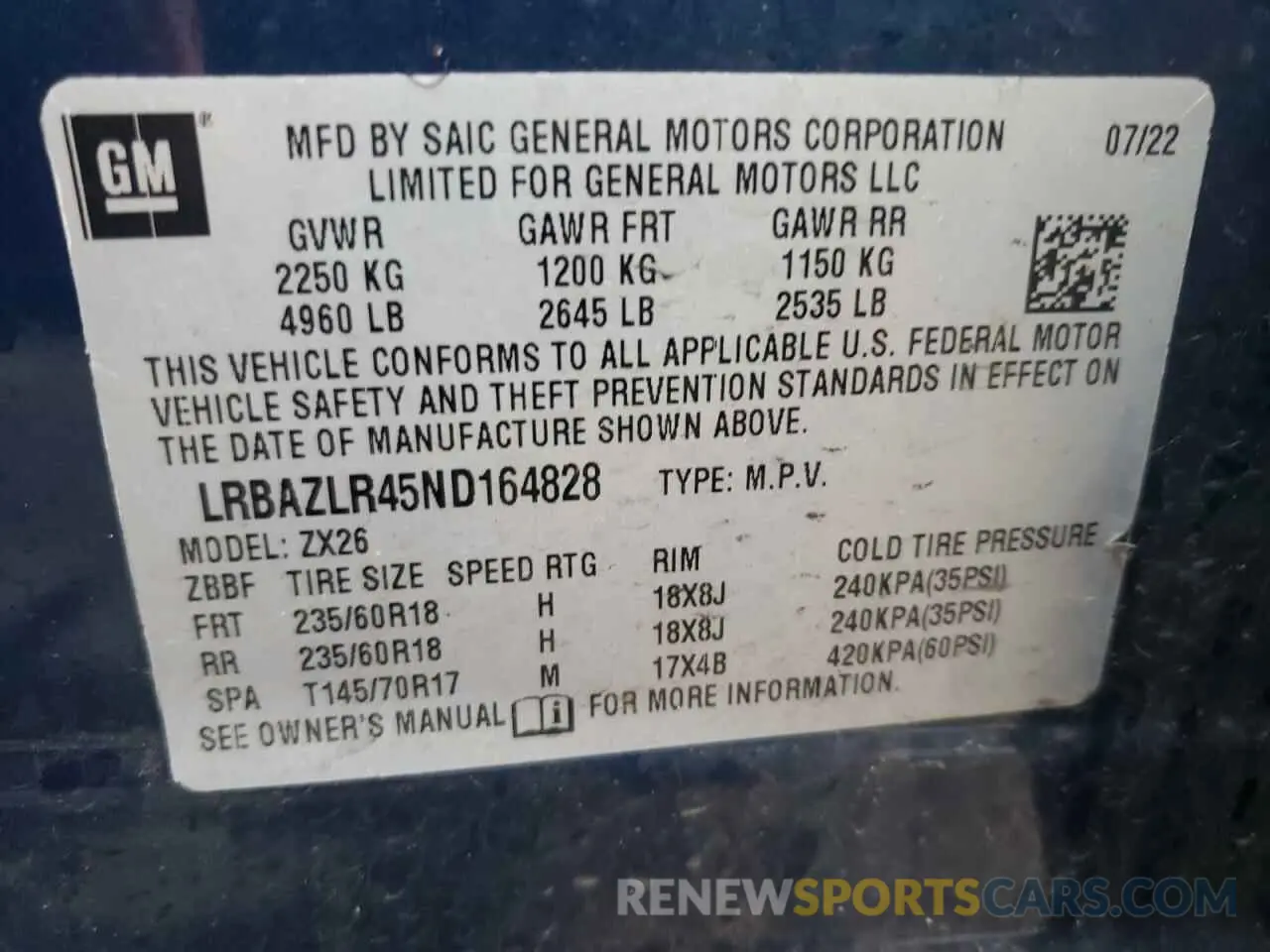 13 fotografías del automóvil dañado LRBAZLR45ND164828 BUICK ENVISION 2022