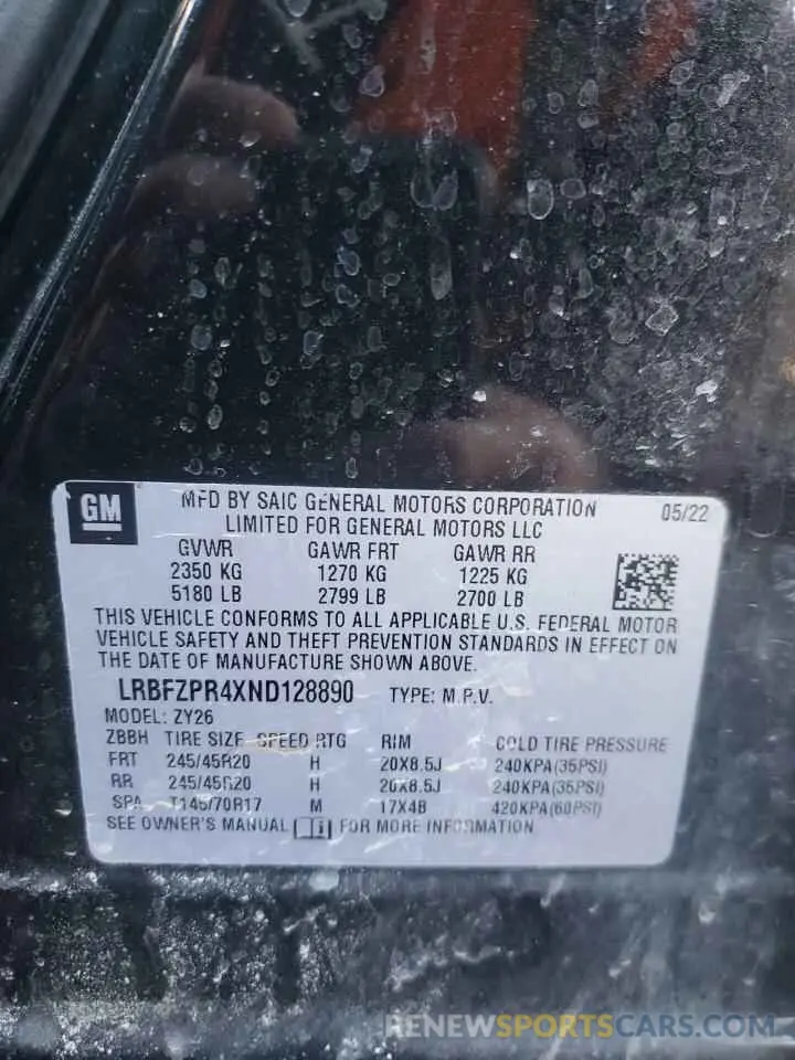 13 fotografías del automóvil dañado LRBFZPR4XND128890 BUICK ENVISION 2022