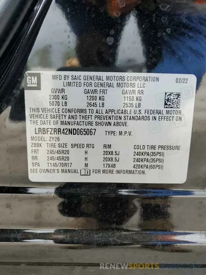 14 fotografías del automóvil dañado LRBFZRR42ND065067 BUICK ENVISION 2022