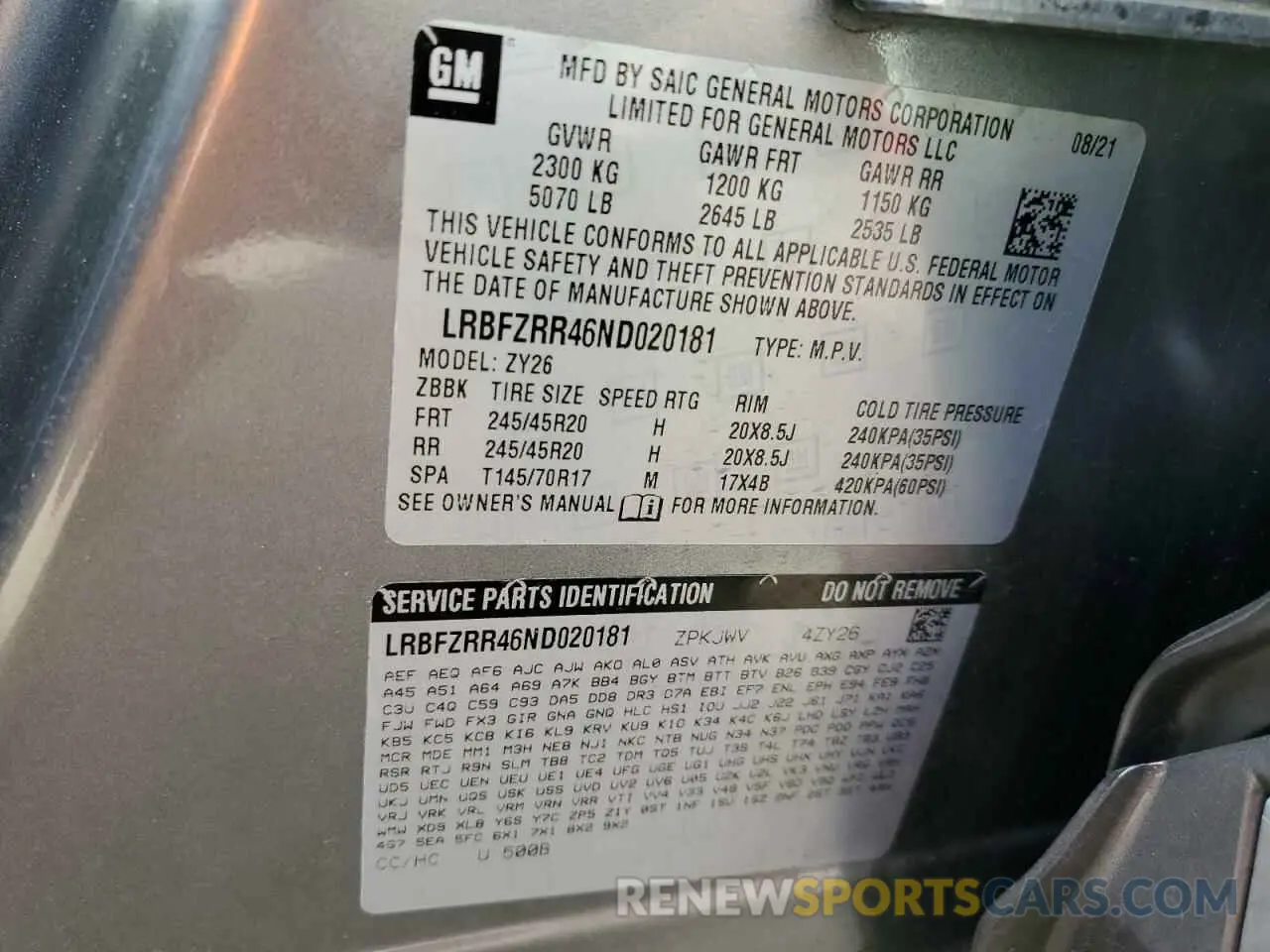 13 fotografías del automóvil dañado LRBFZRR46ND020181 BUICK ENVISION 2022