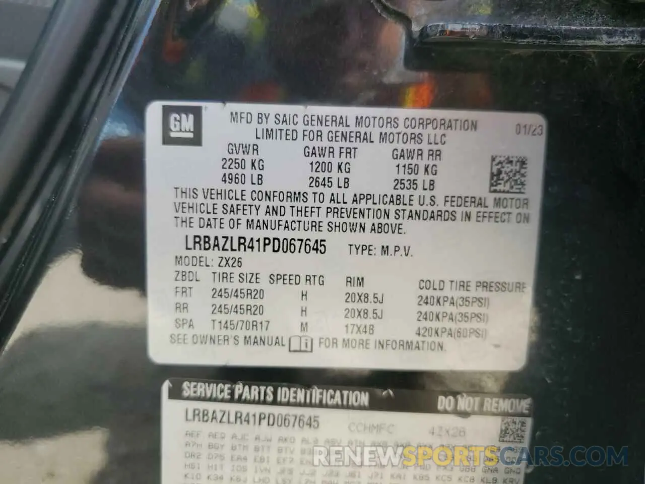 13 fotografías del automóvil dañado LRBAZLR41PD067645 BUICK ENVISION 2023
