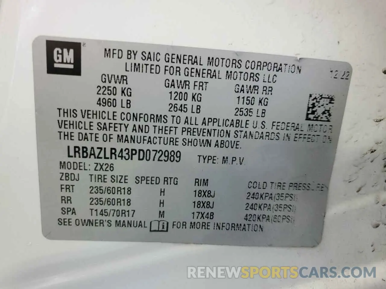 13 fotografías del automóvil dañado LRBAZLR43PD072989 BUICK ENVISION 2023