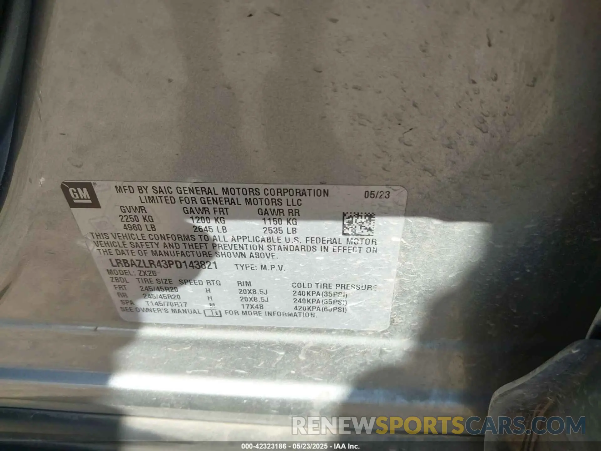 9 fotografías del automóvil dañado LRBAZLR43PD143821 BUICK ENVISION 2023