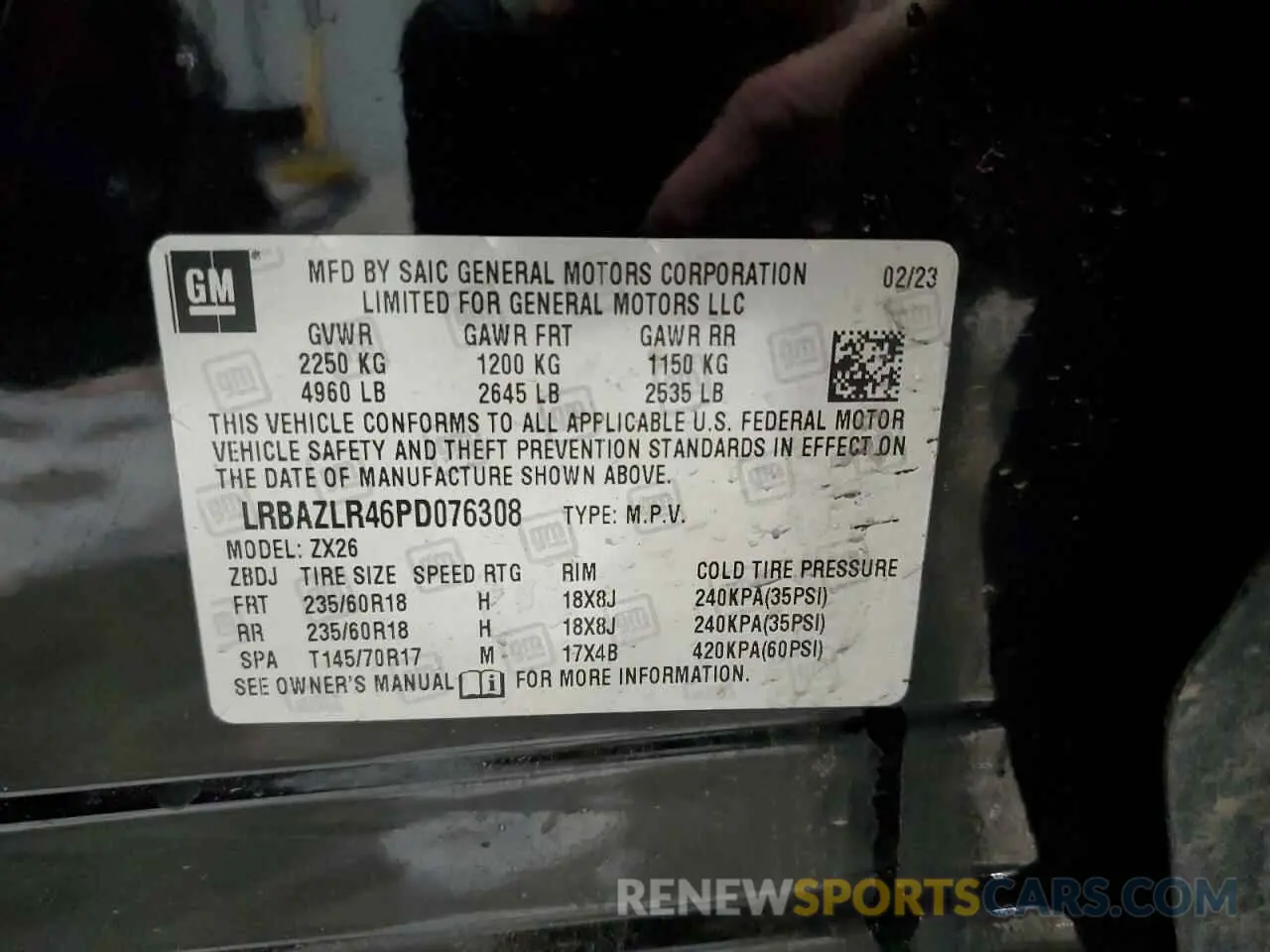 14 fotografías del automóvil dañado LRBAZLR46PD076308 BUICK ENVISION 2023
