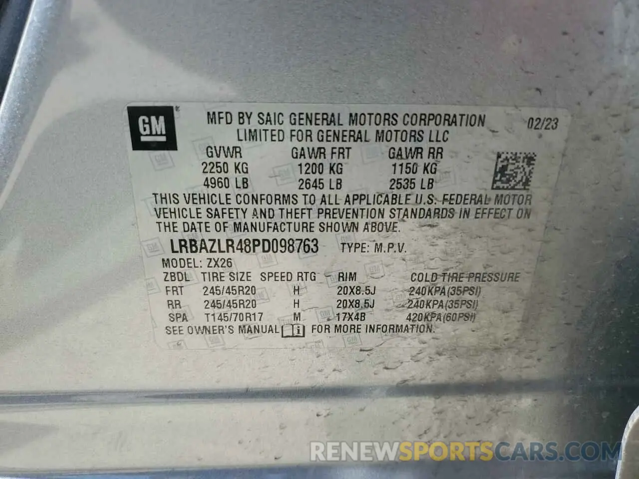 12 fotografías del automóvil dañado LRBAZLR48PD098763 BUICK ENVISION 2023