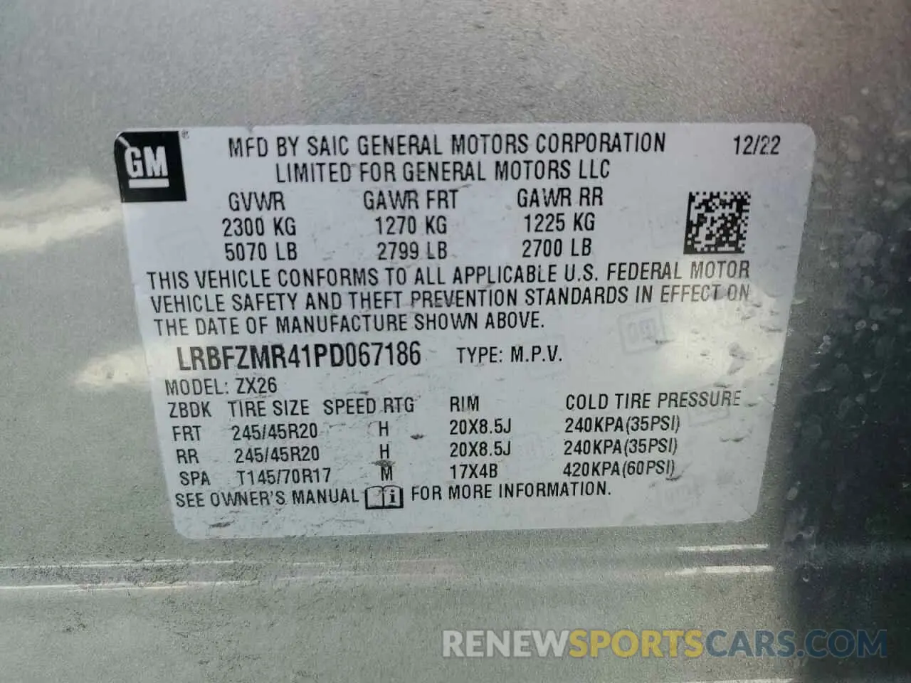 13 fotografías del automóvil dañado LRBFZMR41PD067186 BUICK ENVISION 2023