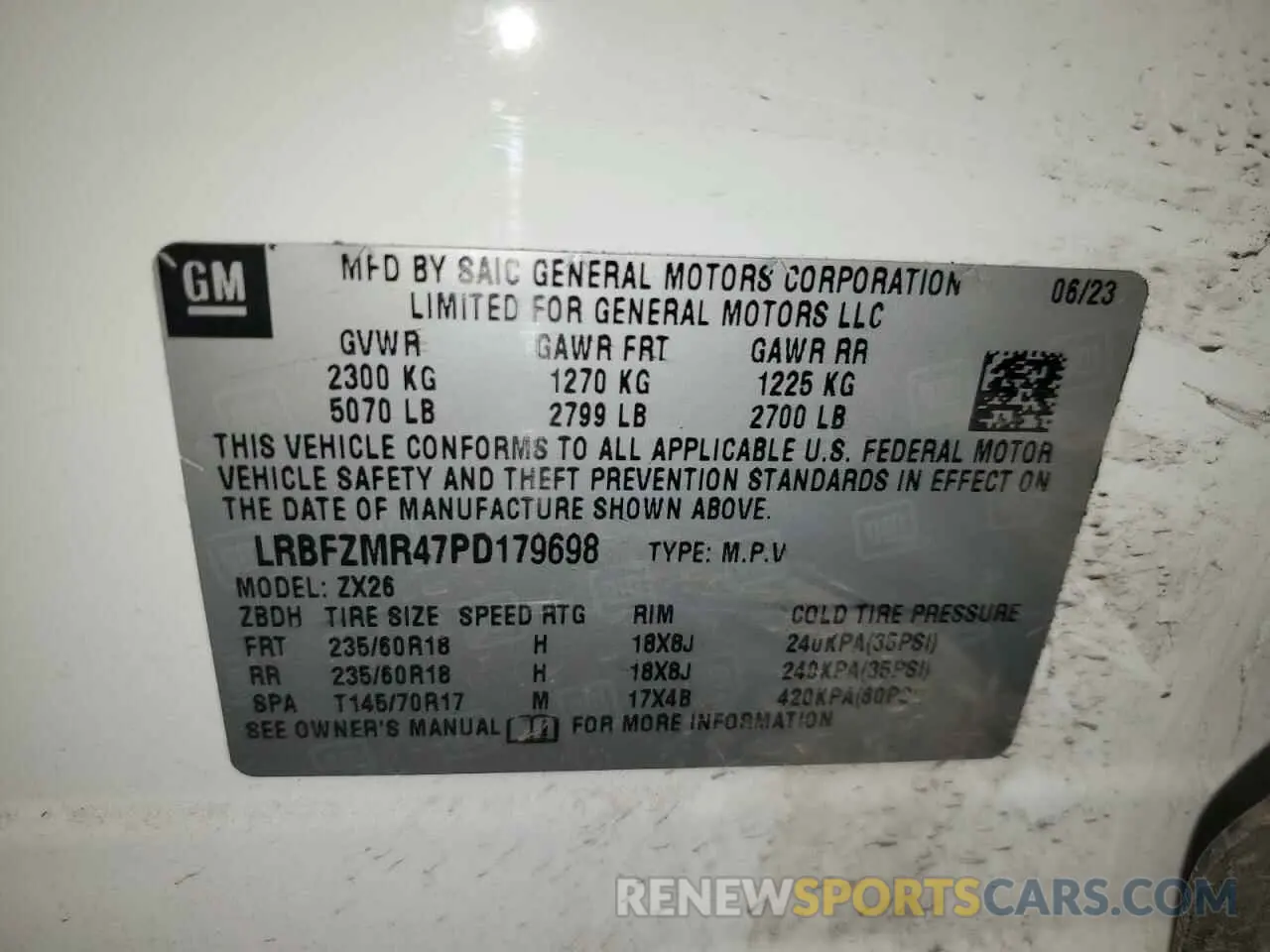 15 fotografías del automóvil dañado LRBFZMR47PD179698 BUICK ENVISION 2023