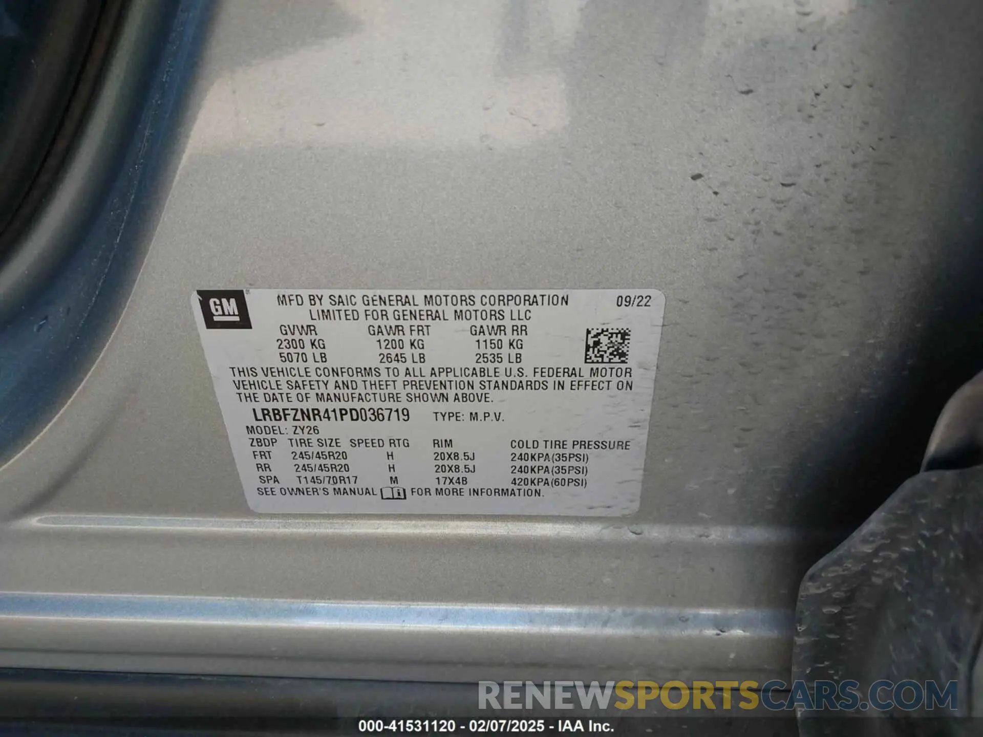 9 fotografías del automóvil dañado LRBFZNR41PD036719 BUICK ENVISION 2023