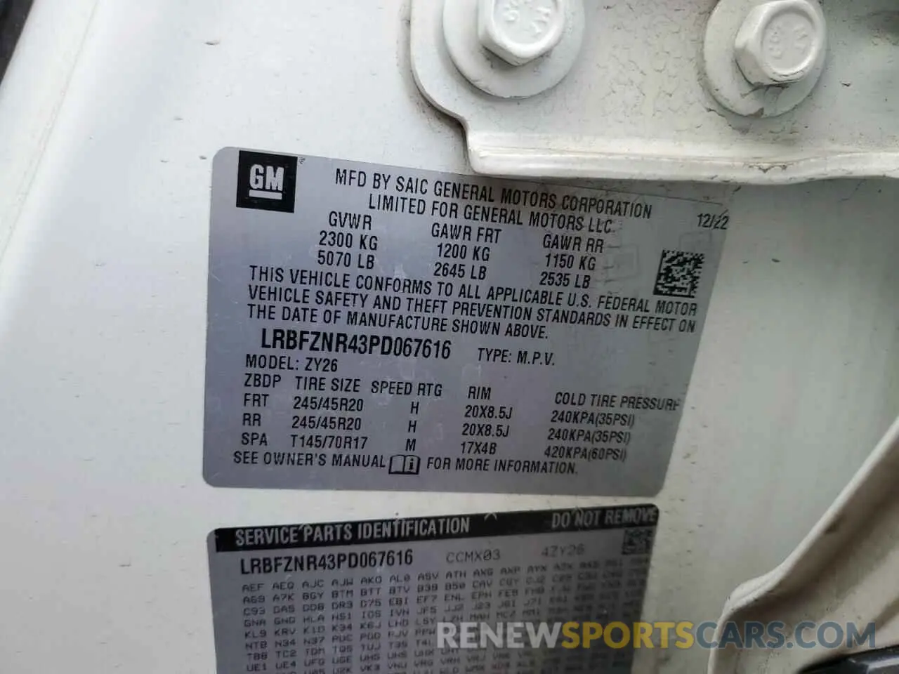 14 fotografías del automóvil dañado LRBFZNR43PD067616 BUICK ENVISION 2023