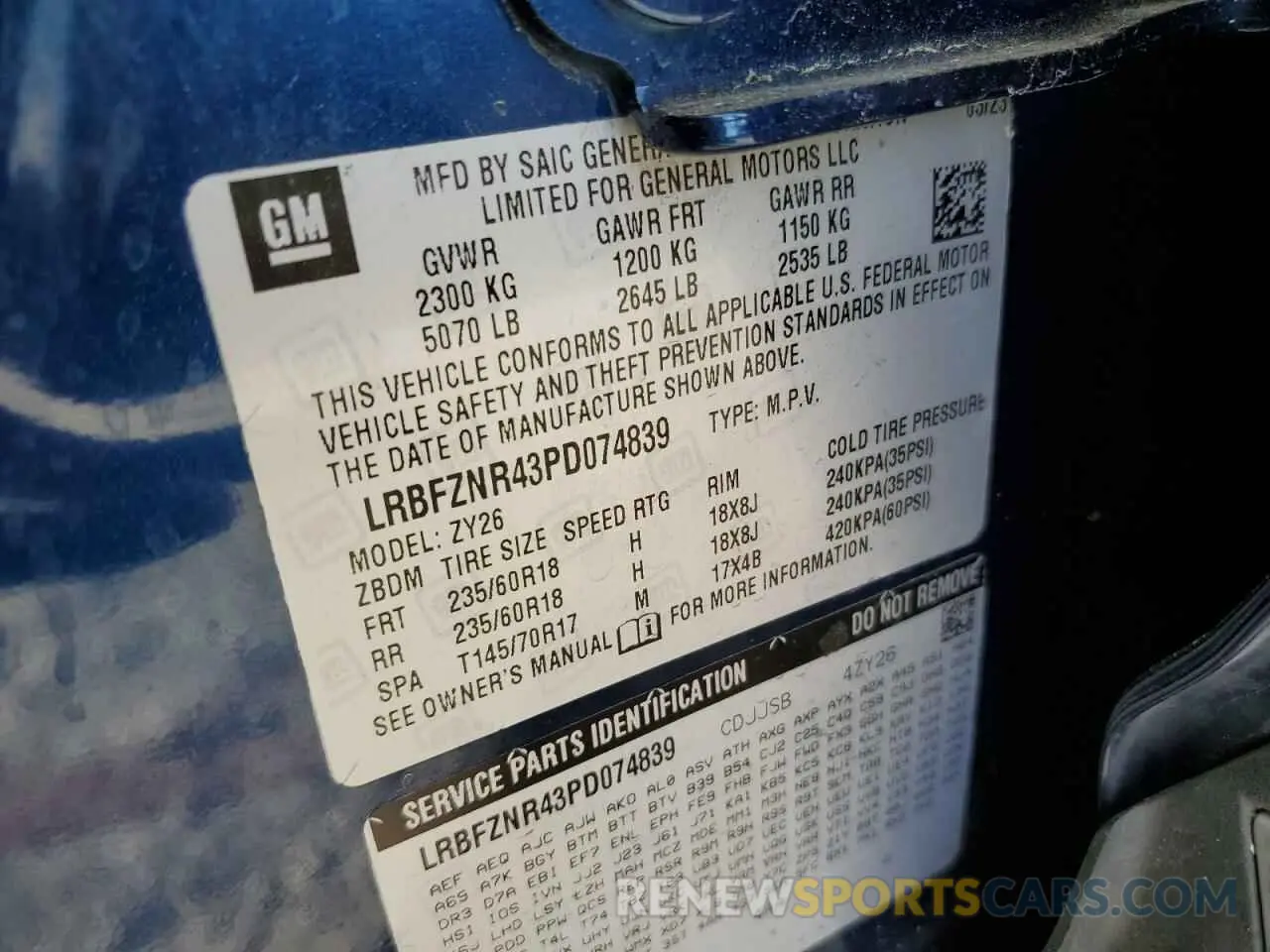 13 fotografías del automóvil dañado LRBFZNR43PD074839 BUICK ENVISION 2023