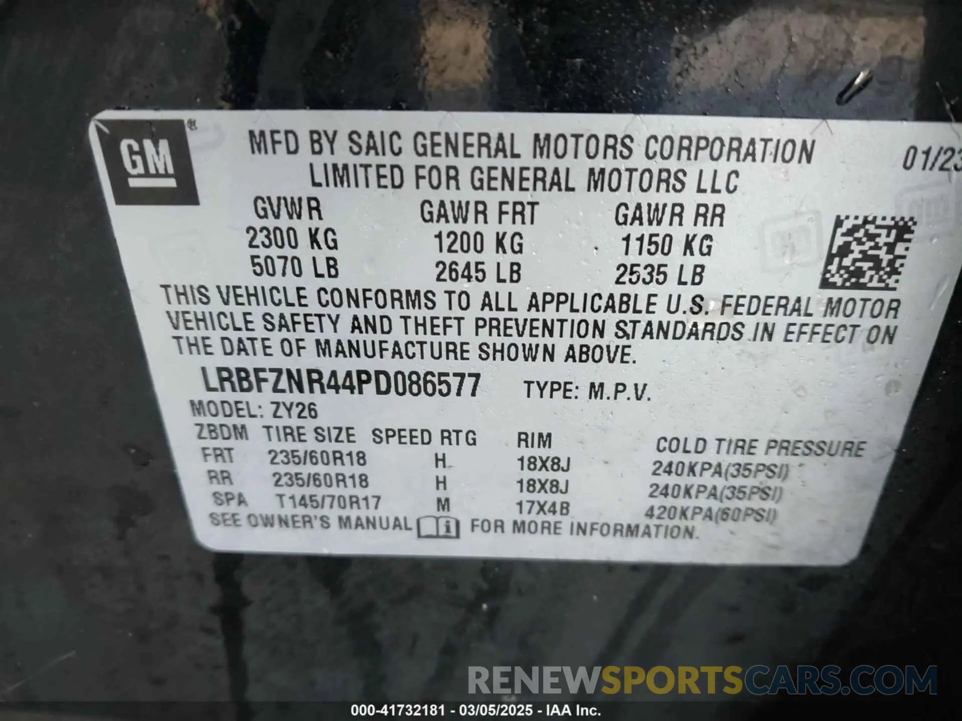 9 fotografías del automóvil dañado LRBFZNR44PD086577 BUICK ENVISION 2023