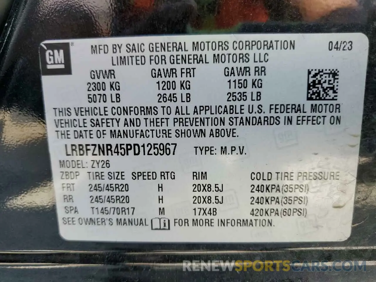 13 fotografías del automóvil dañado LRBFZNR45PD125967 BUICK ENVISION 2023