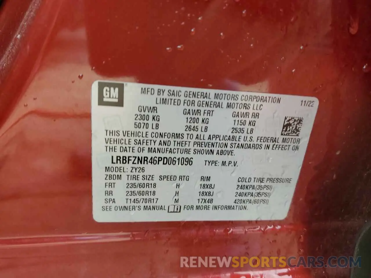 13 fotografías del automóvil dañado LRBFZNR46PD061096 BUICK ENVISION 2023