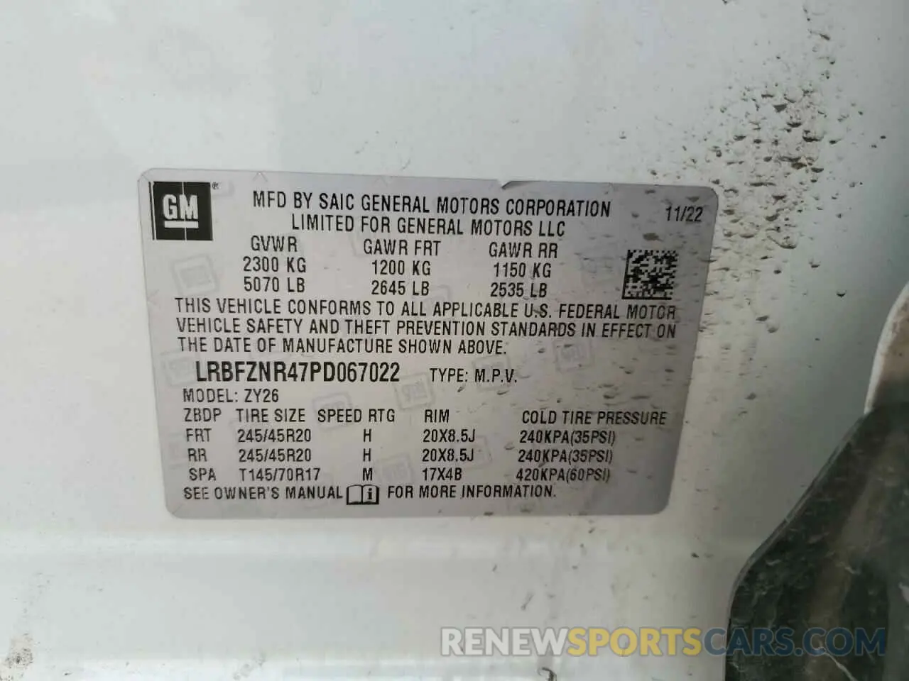 13 fotografías del automóvil dañado LRBFZNR47PD067022 BUICK ENVISION 2023