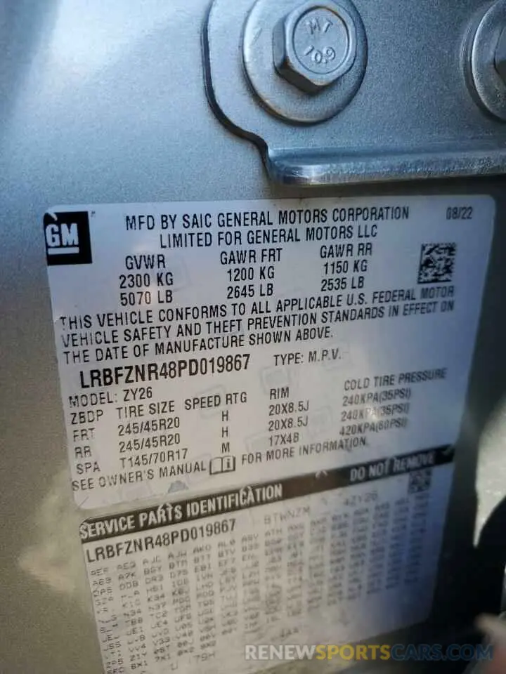 13 fotografías del automóvil dañado LRBFZNR48PD019867 BUICK ENVISION 2023