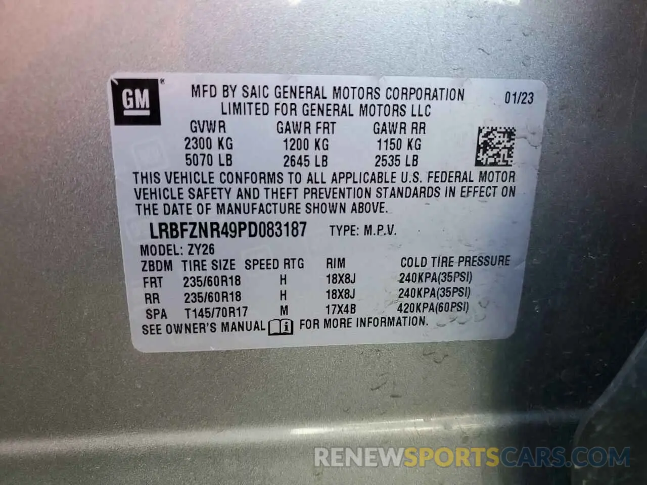 12 fotografías del automóvil dañado LRBFZNR49PD083187 BUICK ENVISION 2023