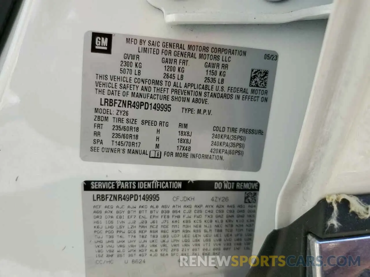 13 fotografías del automóvil dañado LRBFZNR49PD149995 BUICK ENVISION 2023