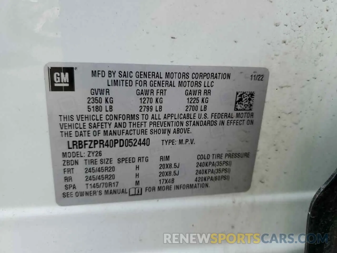 13 fotografías del automóvil dañado LRBFZPR40PD052440 BUICK ENVISION 2023