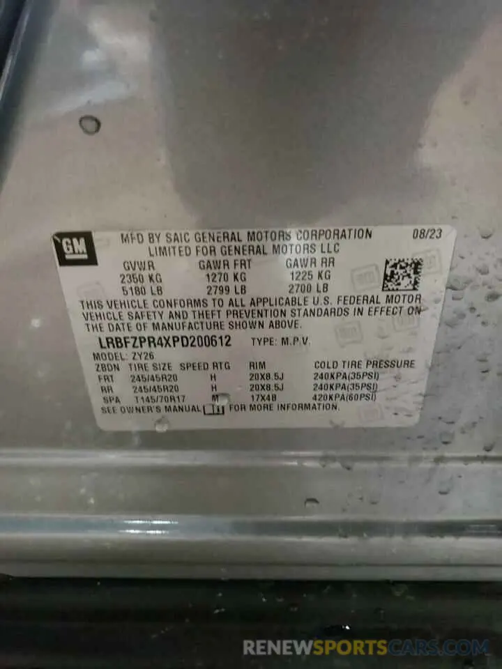 12 fotografías del automóvil dañado LRBFZPR4XPD200612 BUICK ENVISION 2023