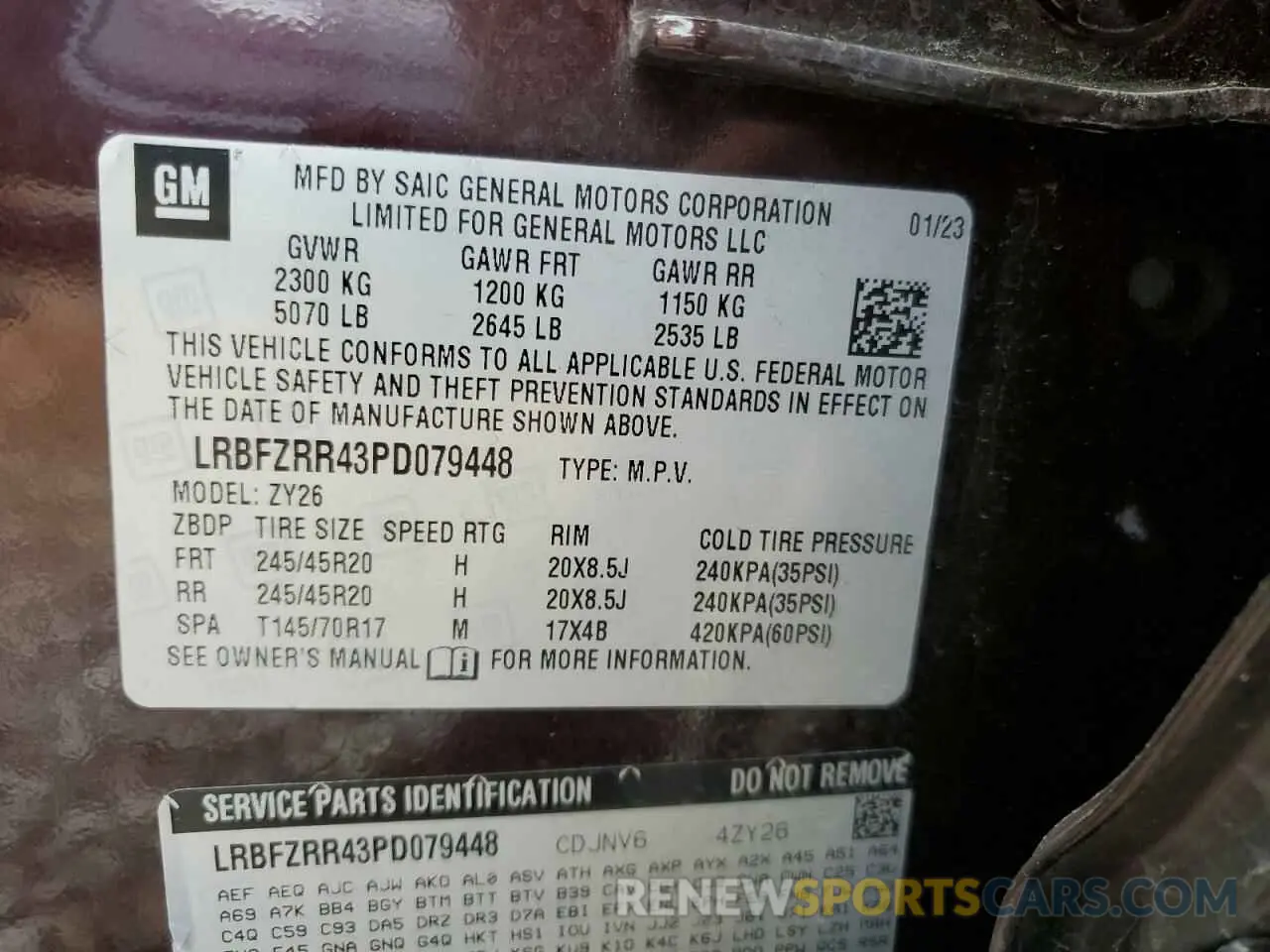 14 fotografías del automóvil dañado LRBFZRR43PD079448 BUICK ENVISION 2023