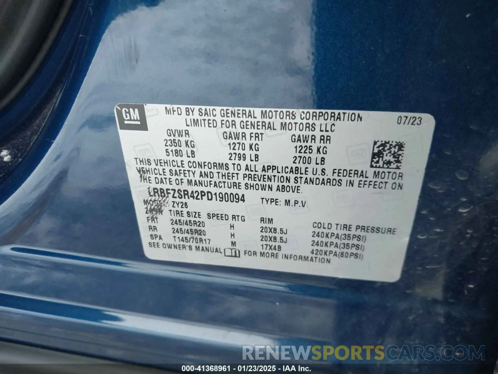 9 fotografías del automóvil dañado LRBFZSR42PD190094 BUICK ENVISION 2023