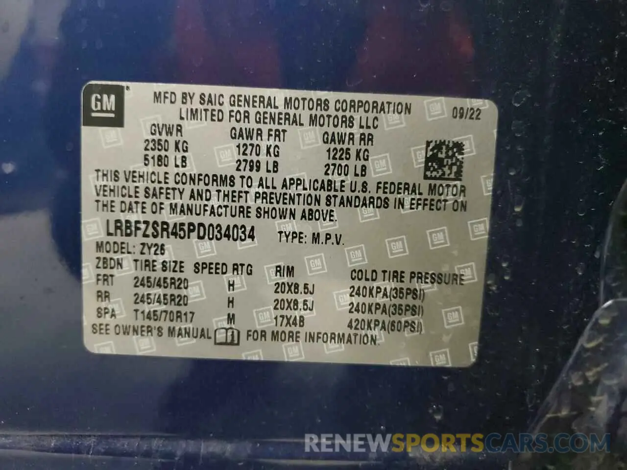 13 fotografías del automóvil dañado LRBFZSR45PD034034 BUICK ENVISION 2023