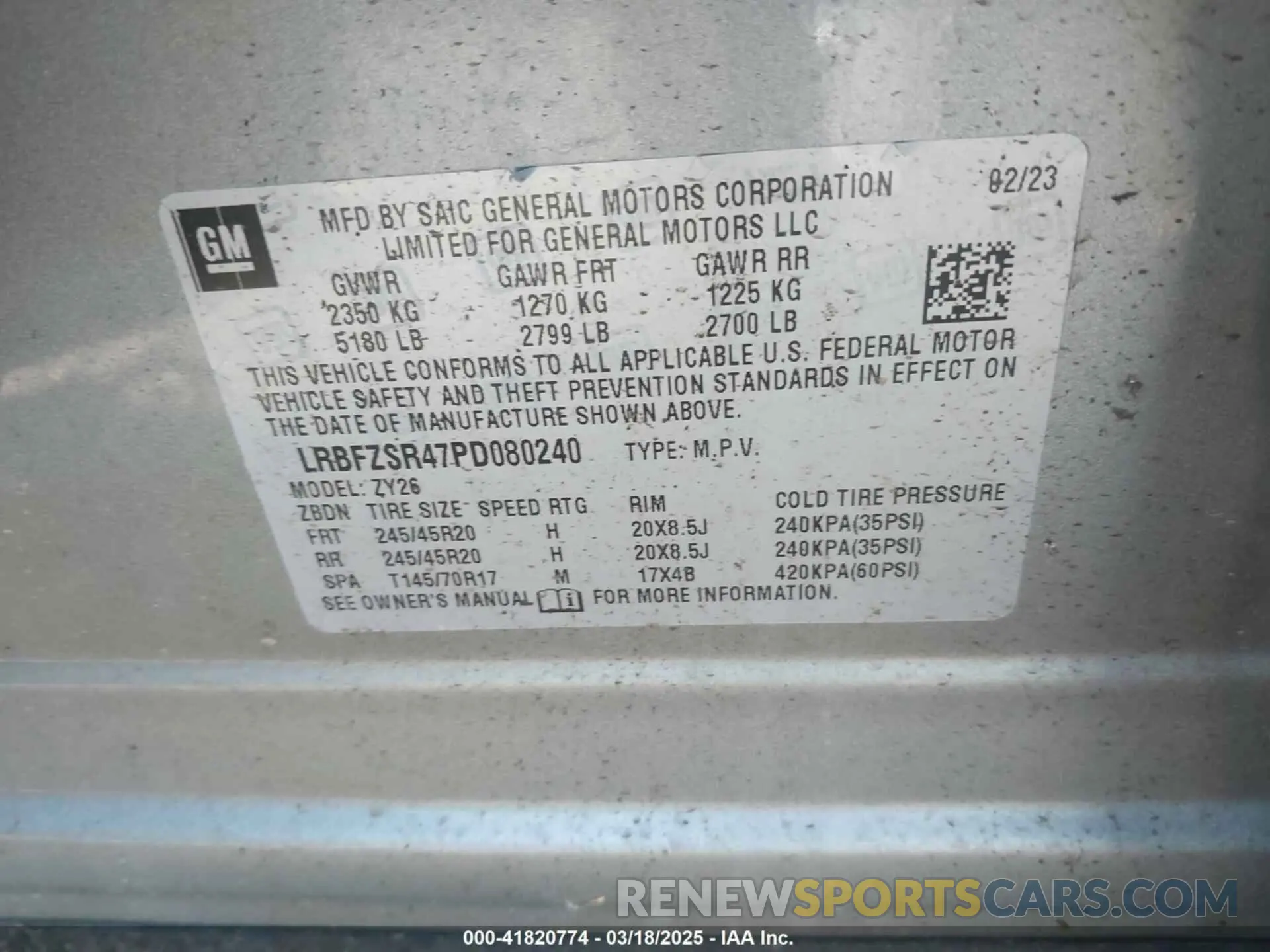 9 fotografías del automóvil dañado LRBFZSR47PD080240 BUICK ENVISION 2023