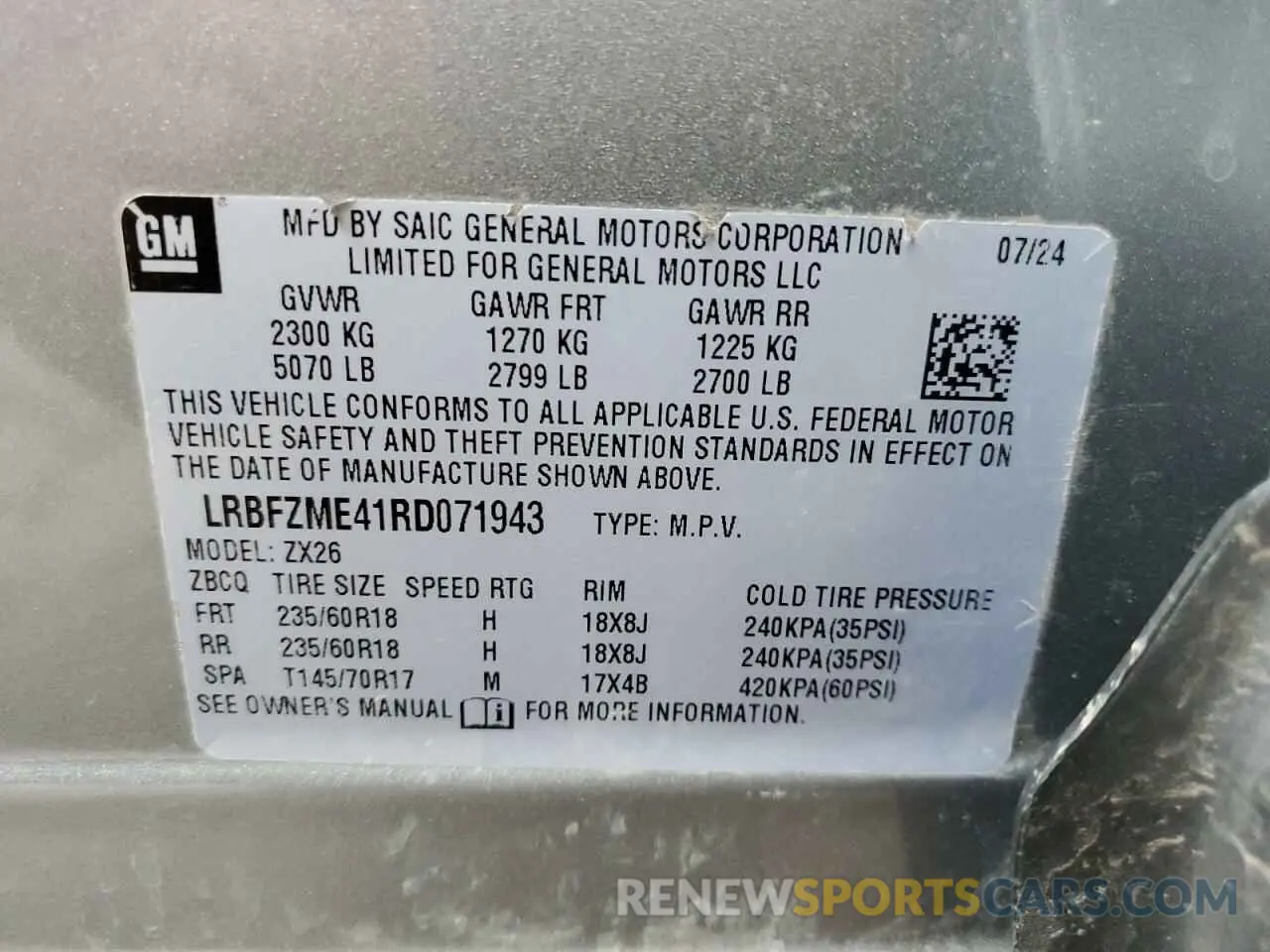 13 fotografías del automóvil dañado LRBFZME41RD071943 BUICK ENVISION 2024