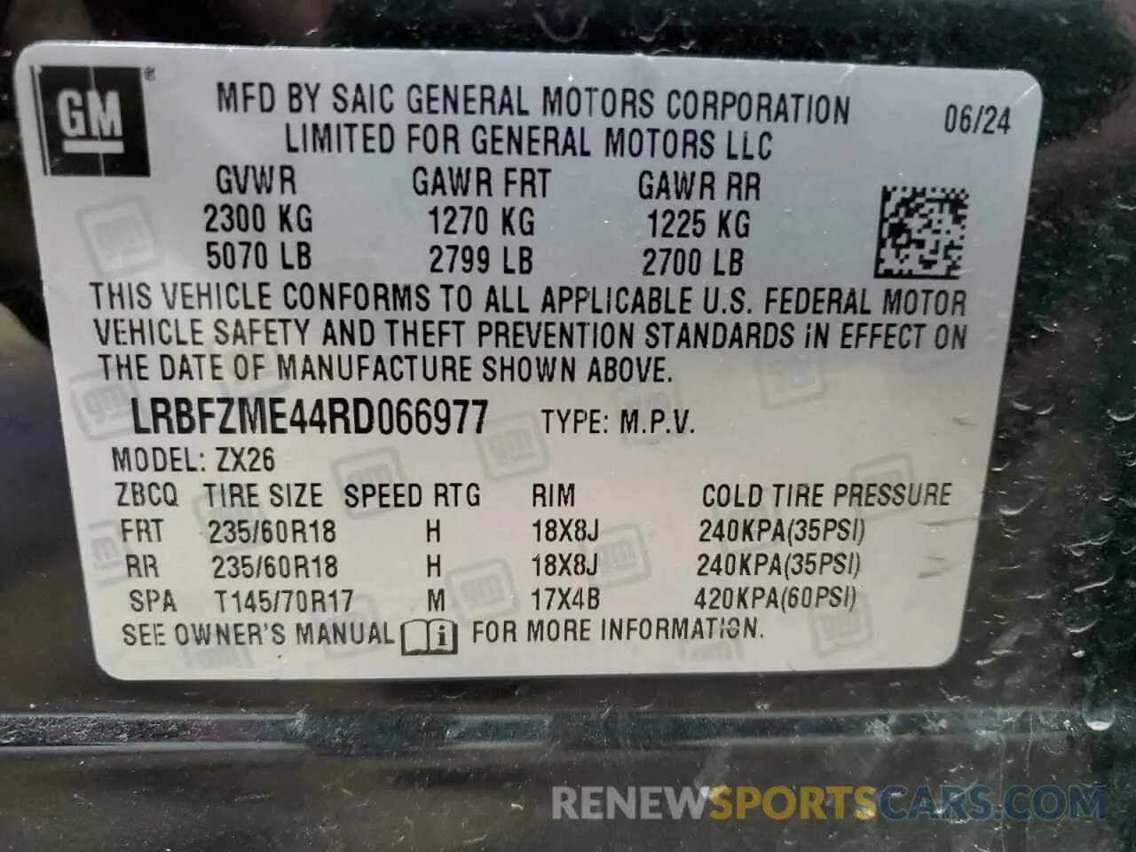 13 fotografías del automóvil dañado LRBFZME44RD066977 BUICK ENVISION 2024