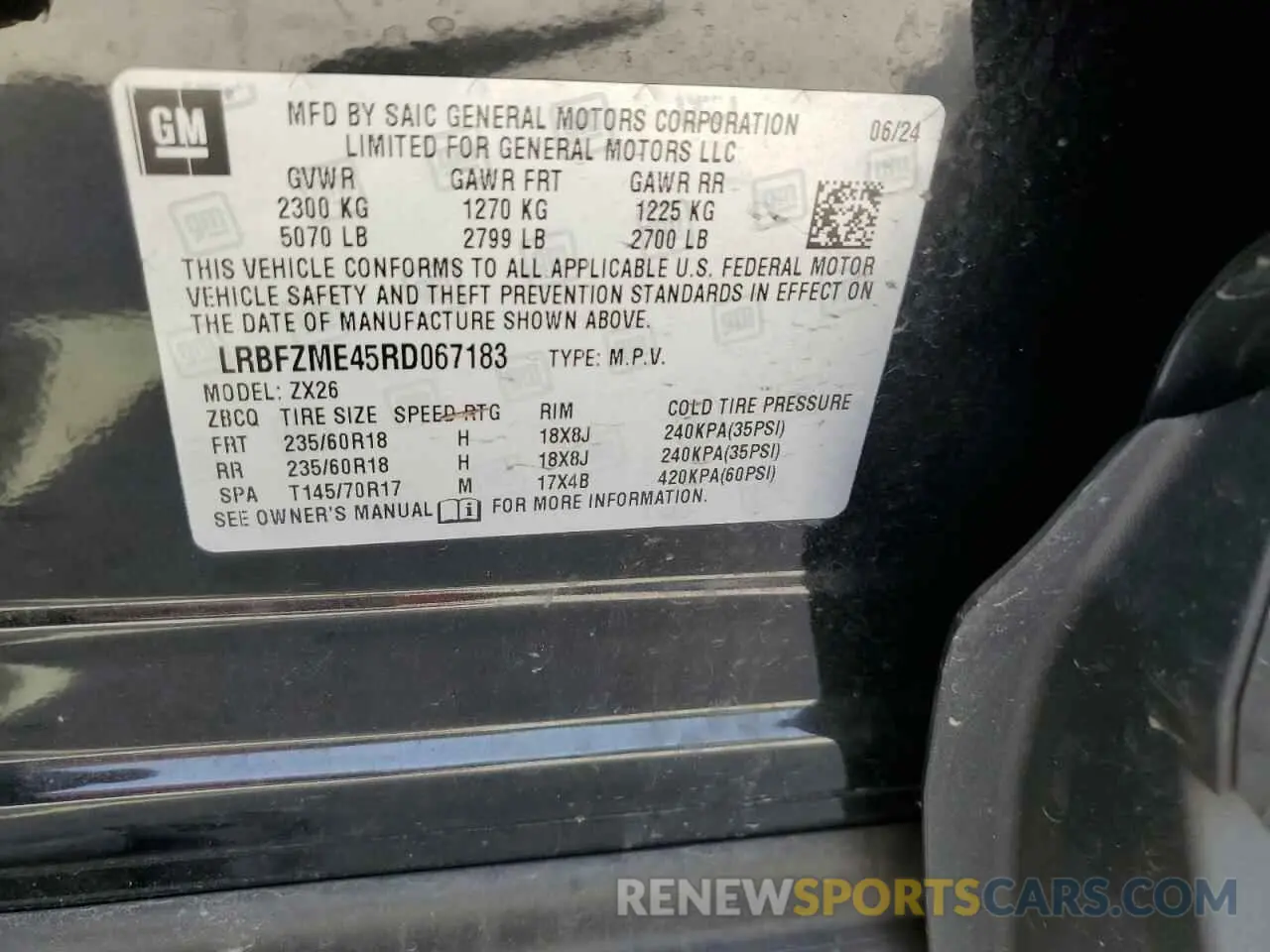 13 fotografías del automóvil dañado LRBFZME45RD067183 BUICK ENVISION 2024
