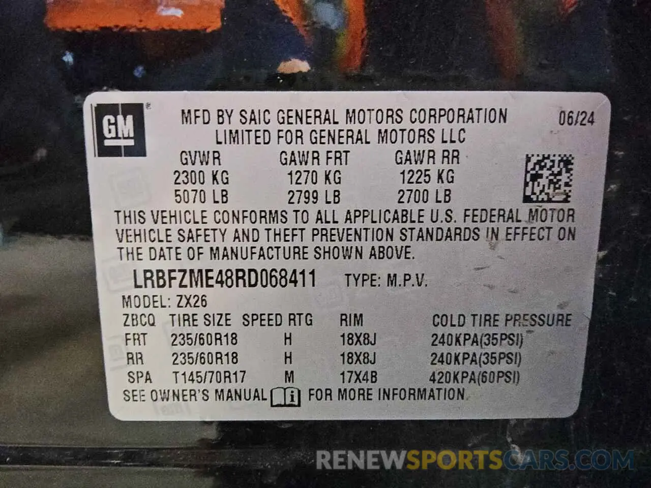 14 fotografías del automóvil dañado LRBFZME48RD068411 BUICK ENVISION 2024
