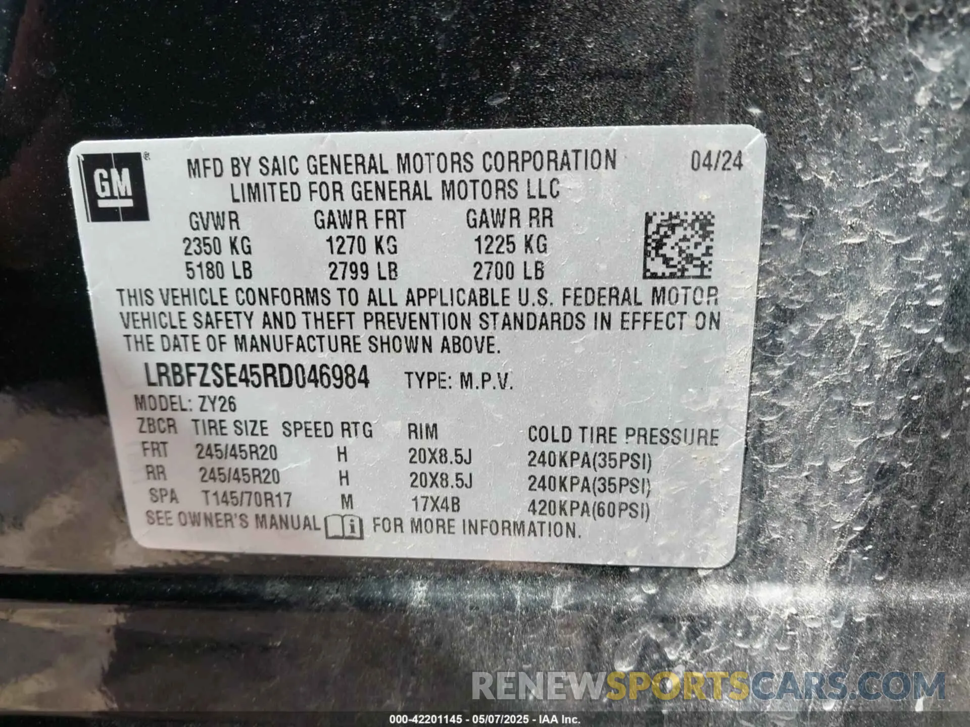 9 fotografías del automóvil dañado LRBFZSE45RD046984 BUICK ENVISION 2024